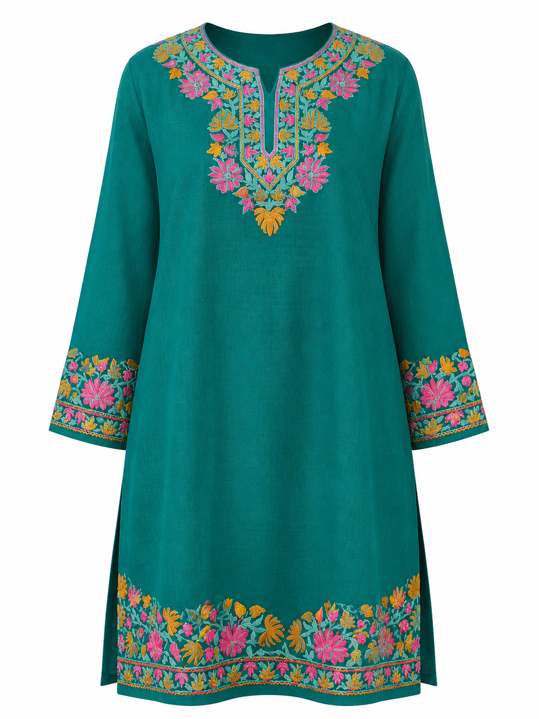 Kashmir Aari cotton Co-Ord Set | Dark Teal